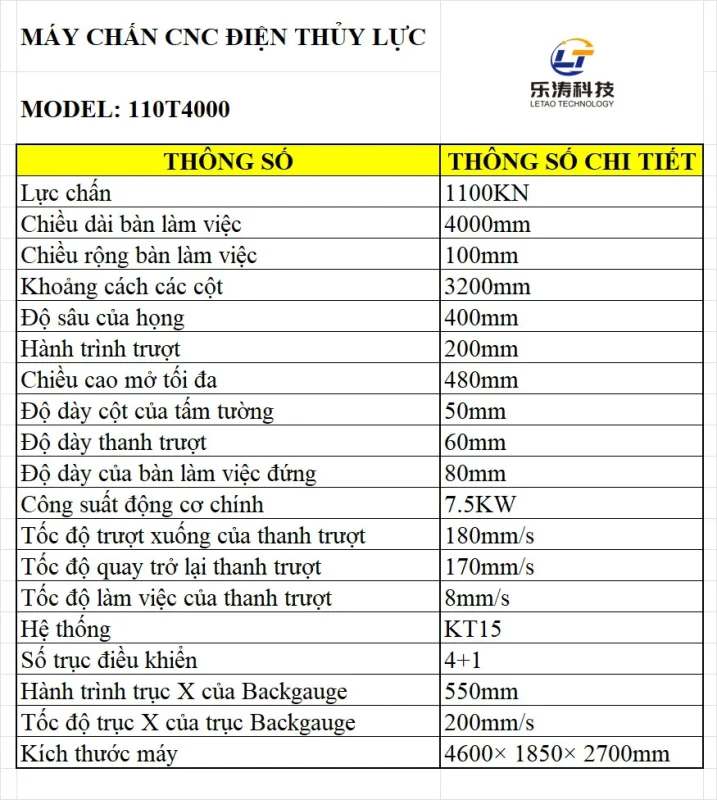 MÁY CHẤN CNC ĐIỆN THỦY LỰC 110T4000
